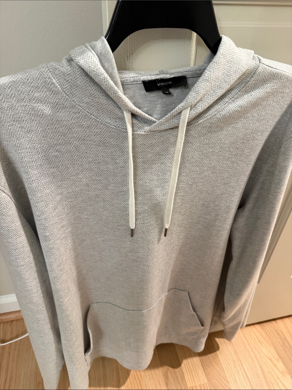 Vince Light Gray Herringbone Pullover Hoodie